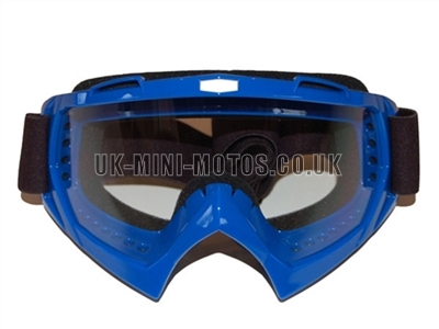 Helmet Goggles Blue - Adult Helmet Goggles Blue - Motorcycle Goggles Blue - Motorbike Goggles - Motorcross Helmet Goggles Blue