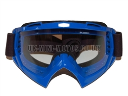 Helmet Goggles Blue - Adult Helmet Goggles Blue - Motorcycle Goggles Blue - Motorbike Goggles - Motorcross Helmet Goggles Blue